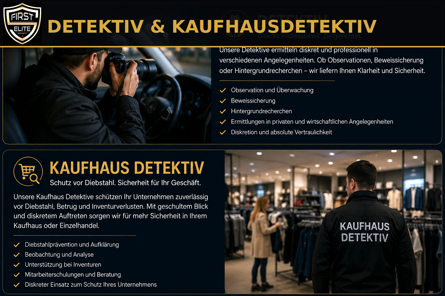 Detektiv und Kaufhausdetektiv – First Elite Security