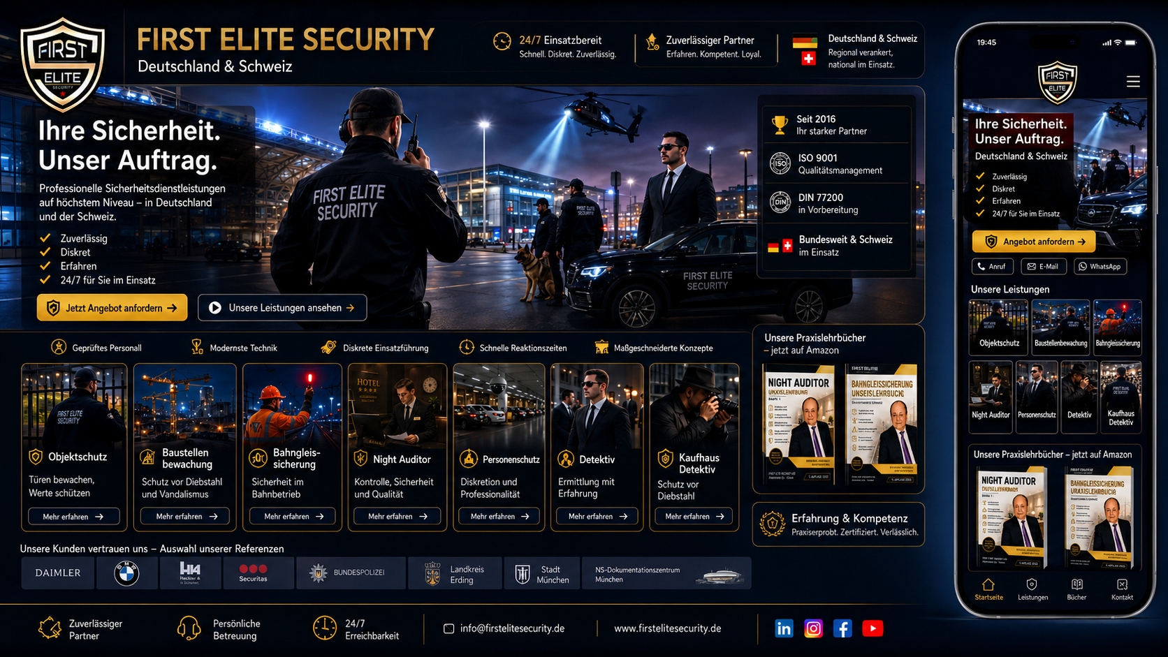 Mobile Vorschau der First Elite Security Website